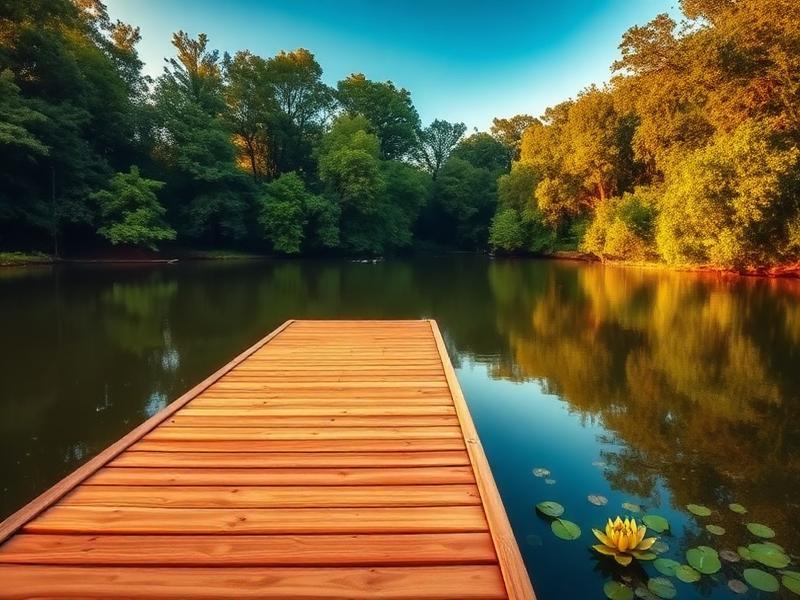 Modular floating dock installed on a calm Florida pond