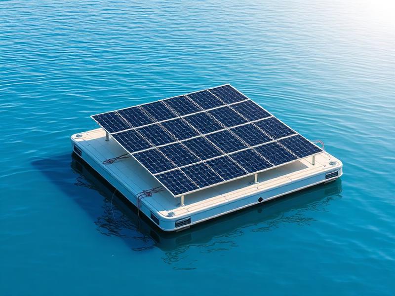 Floating solar panel array mounted on modular dock cubes
